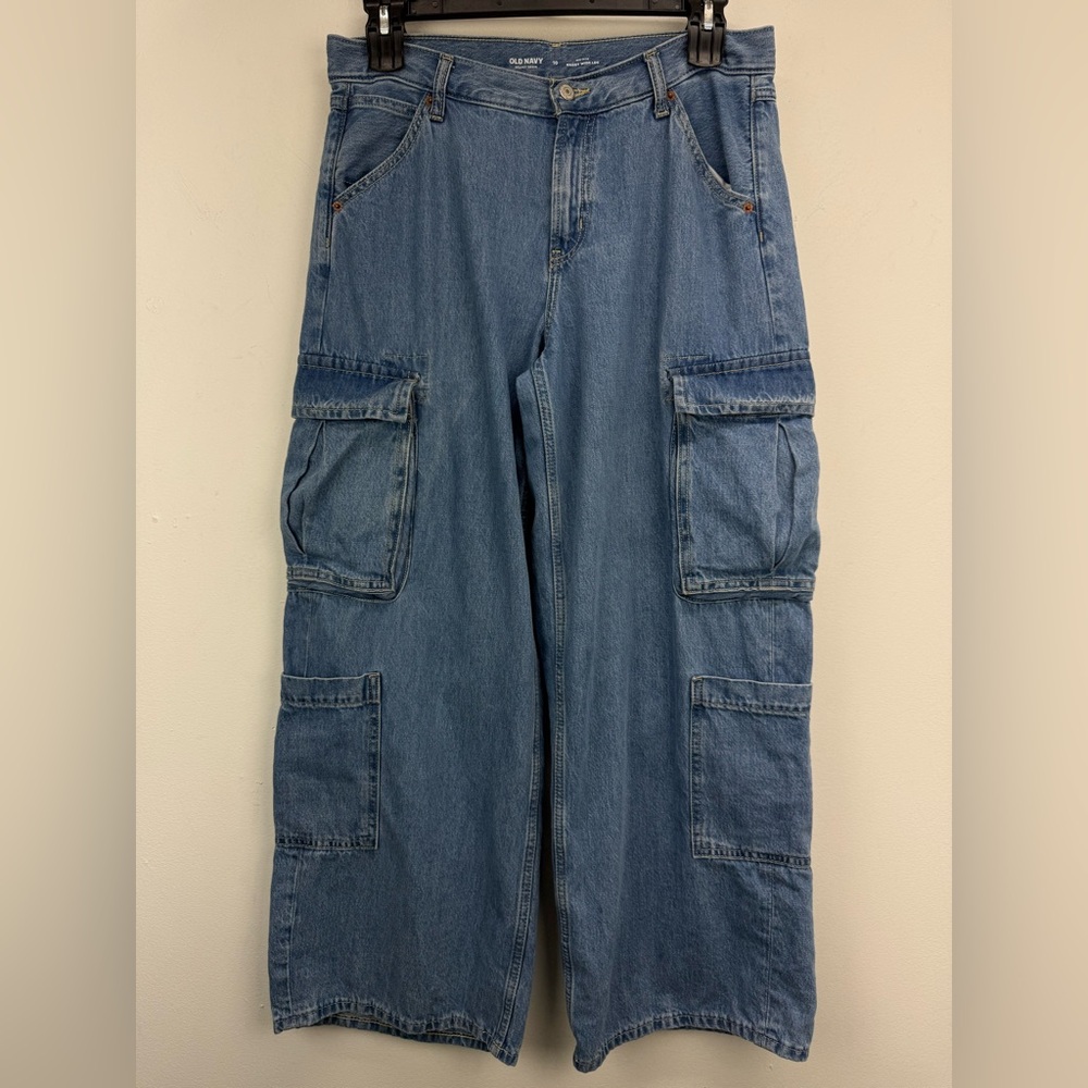 Old Navy Light Blue Wide Leg Cargo Jeans
